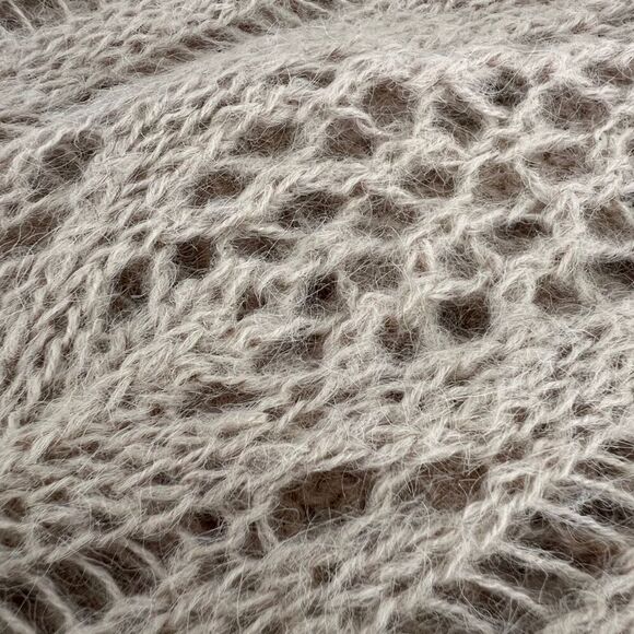 Limited Vintage Y2K‎ Size Medium Mohair Blend Tan Open Weave “Hairy” Sweater - Picture 5 of 5